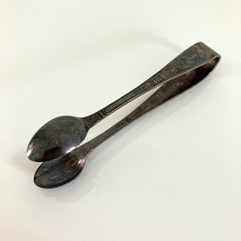 Silver serving tongs sugar tong spoon antique
